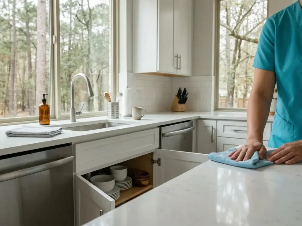 Detailed kitchen surface cleaning for add-on service in The Woodlands, TX