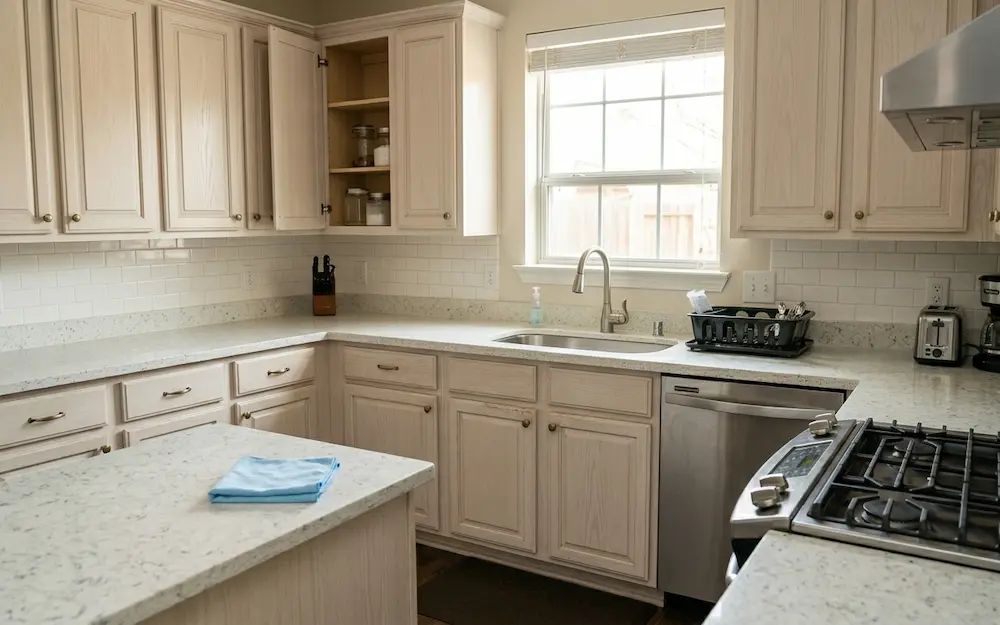 Modern kitchen after deep cleaning service in The Woodlands Texas